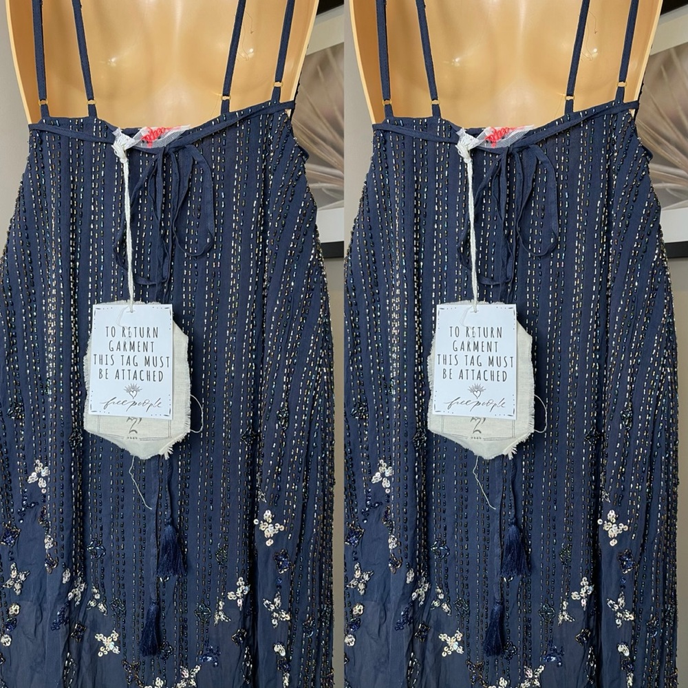 Free People Floral Sequined Beaded Gown Dress - Picture 4 of 4